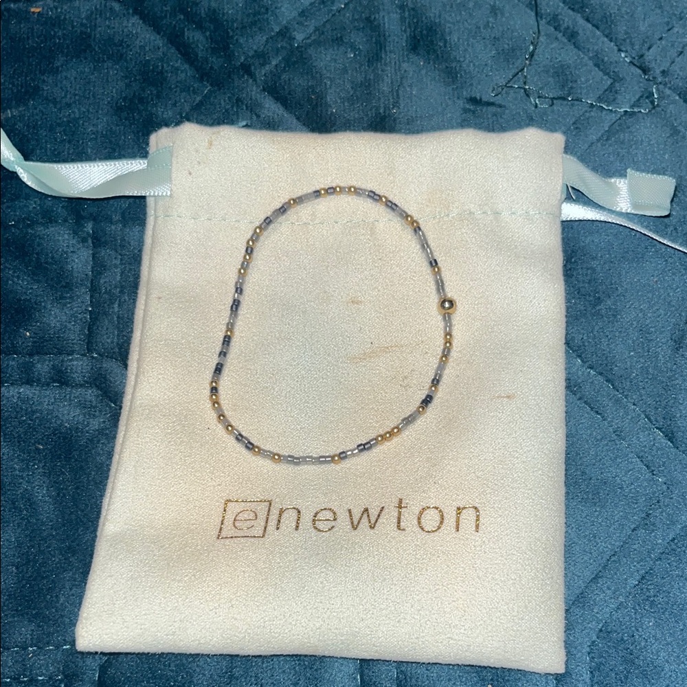 Newton Two-Tone Gold and Gray Beaded Bracelet